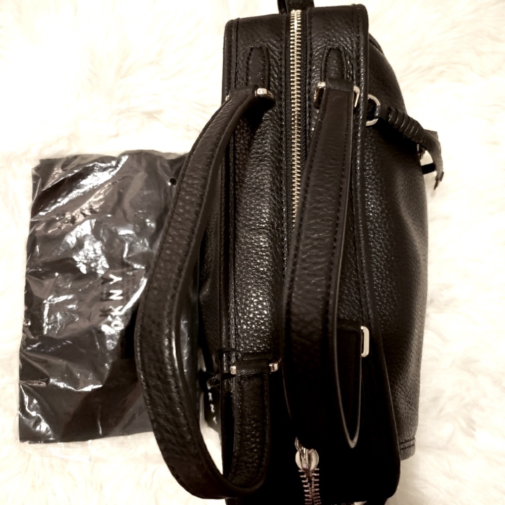 REDUCED - DKNY Marcy Black Medium Pebble Leather Crossbody Satchel NWT - Picture 9 of 14
